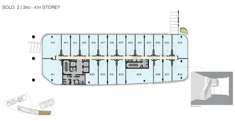 Woods Square SOLO 2 — 3rd Storey floor plan with unit numbers and sizes